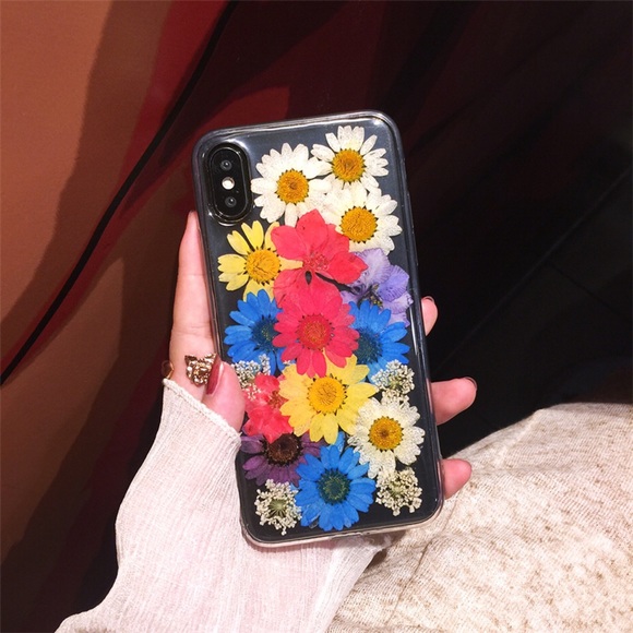 Beautiful Hand Pressed Multi Color Flower iPhone Case - Picture 1 of 7